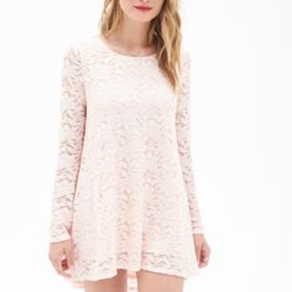 Forever 21 Dresses & Skirts - Pink Forever 21 Long Sleeve Lace Dress